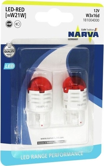 SET 2x LED Auto žarulja W21W W3x16d/1,75W/12V crvena - Narva 18100RPNVAB2