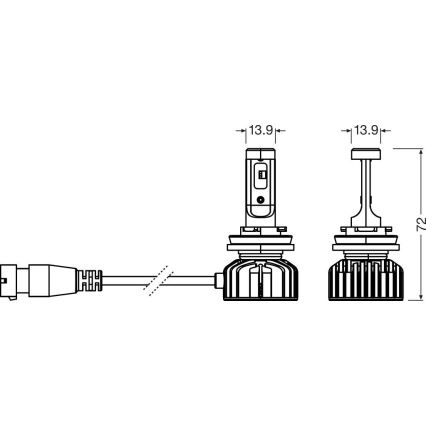 SET 2x LED autožarulje NIGHT BREAKER SMART H8 PGJ19-1/7W/12V 6000K - Osram