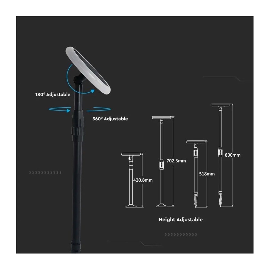 SET 2x LED Podesiva solarna lampa GARDEN LED/3W/5V 42-80 cm 4000K IP65 1000 mAh