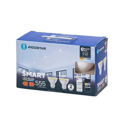 SET 2x LED Prigušiva žarulja MESH Smart GU10/6,5W/230V 2700-6500K + daljinski upravljač - Aigostar
