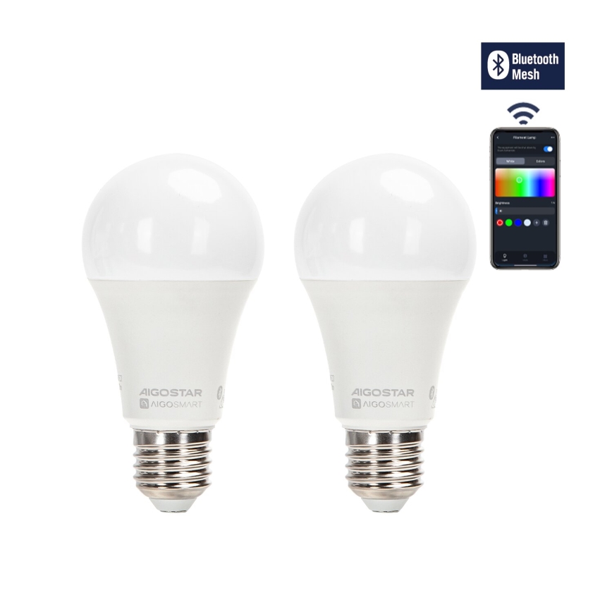 SET 2x LED RGBW Prigušiva žarulja MESH Smart G45 E14/4,5W/230V 2700-6500K + daljinski upravljač - Aigostar