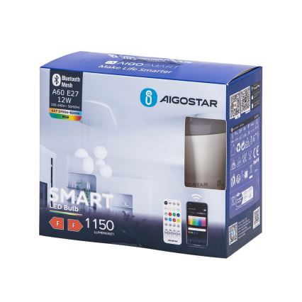 SET 2x LED RGBW Prigušiva žarulja MESH Smart G45 E14/4,5W/230V 2700-6500K + daljinski upravljač - Aigostar