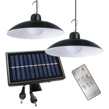 SET 2x LED Prigušiva solarna viseća svjetiljka sa senzorom za dan/noć LED/6W/3,7V 2000 mAh IP44 + daljinski upravljač