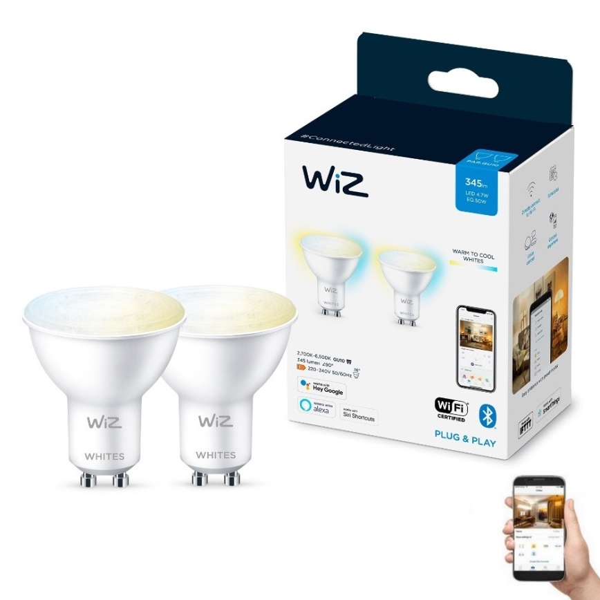 SET 2x LED Prigušiva žarulja PAR16 GU10/4,7W/230V 2700-6500K CRI 90 Wi-Fi - WiZ