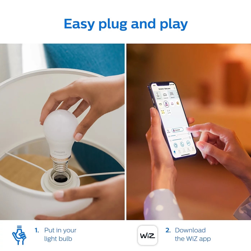 SET 2x LED Prigušiva žarulja Philips A60 E27/8W/230V Wi-Fi