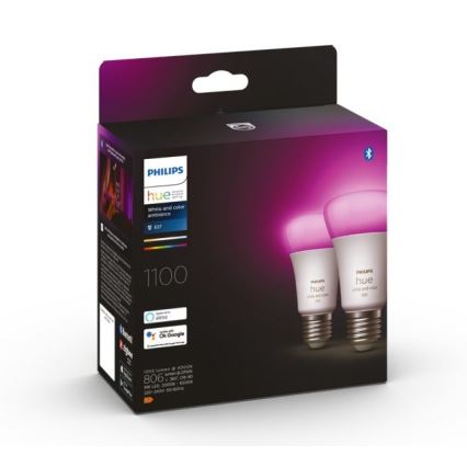 SET 2x LED Prigušiva žarulja Philips Hue White And Color Ambiance A60 E27/9W/230V 2000-6500K