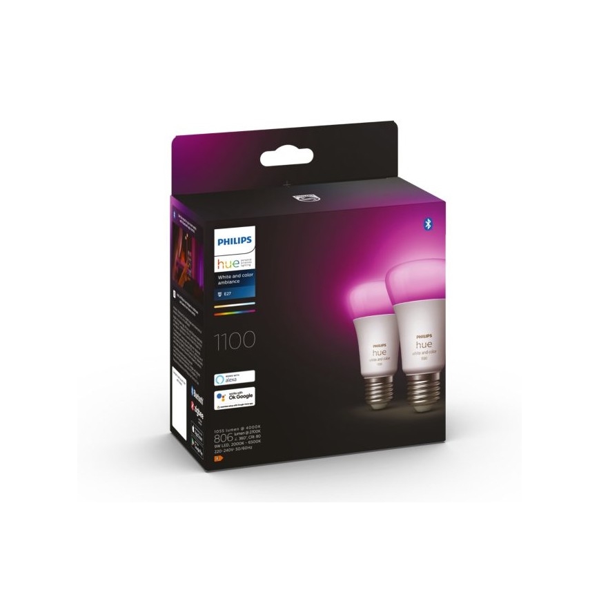 SET 2x LED Prigušiva žarulja Philips Hue White And Color Ambiance A60 E27/9W/230V 2000-6500K