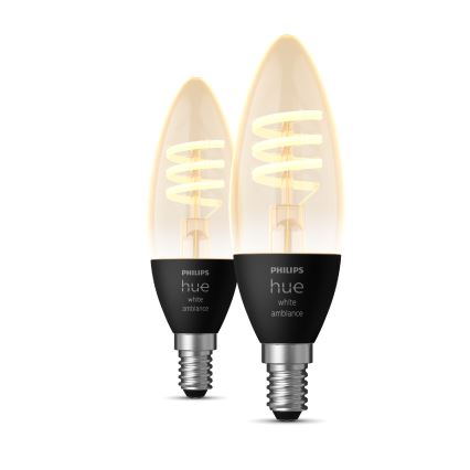 SET 2x LED Prigušiva žarulja Philips Hue WHITE AMBIANCE E14/4,6W/230V