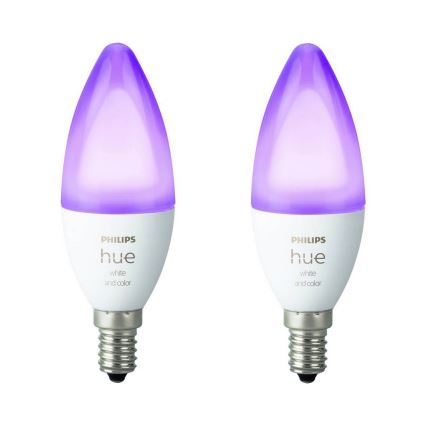 SET 2x LED Prigušiva žarulja Philips Hue WHITE AND COLOR AMBIANCE B39 E14/5,3W/230V 2200K - 6500K