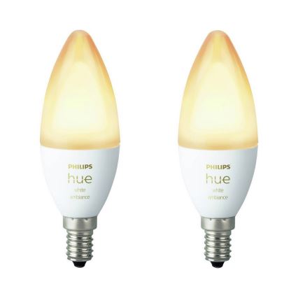 SET 2x LED Prigušiva žarulja Philips Hue WHITE AMBIANCE B39 E14/4W/230V 2200K - 6500K