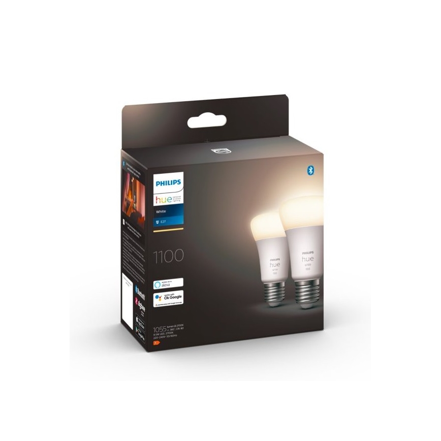 SET 2x LED Prigušiva žarulja Philips Hue WHITE E27/9,5W/230V 2700K