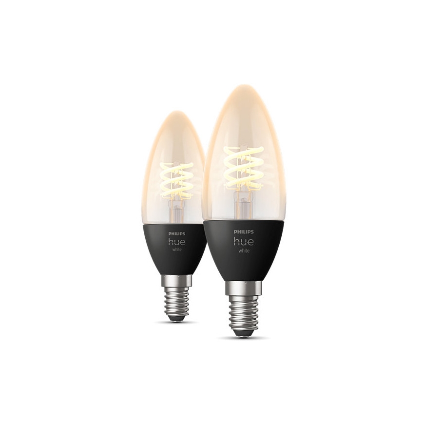SET 2x LED Prigušiva žarulja Philips Hue WHITE FILAMENT E14/4,5W/230V 2100K