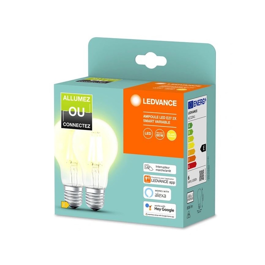SET 2x LED Prigušiva žarulja SMART+ A60 E27/6W/230V 2700K  - Ledvance