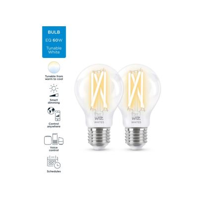 SET 2x LED Prigušiva žarulja VINTAGE FILAMENT A60 E27/6,7W/230V 2700-6500K CRI 90 Wi-Fi - WiZ
