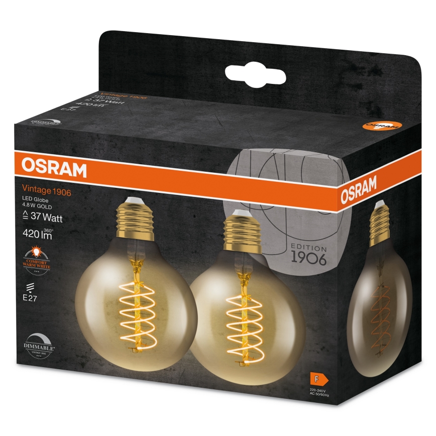 SET 2x LED prigušiva žarulja VINTAGE FILAMENT E27/4,8W/230V 2200K - Osram