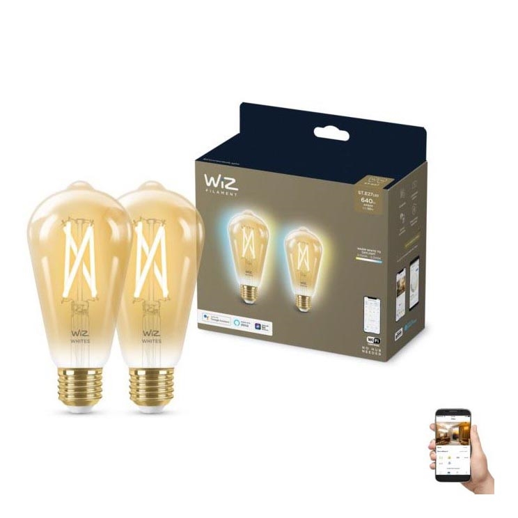 SET 2x LED Prigušiva žarulja VINTAGE FILAMENT ST64 E27/6,7W/230V 2000-5000K Wi-Fi - WiZ