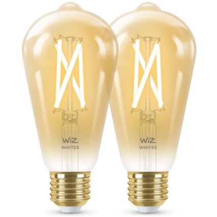 SET 2x LED Prigušiva žarulja VINTAGE FILAMENT ST64 E27/6,7W/230V 2000-5000K Wi-Fi - WiZ