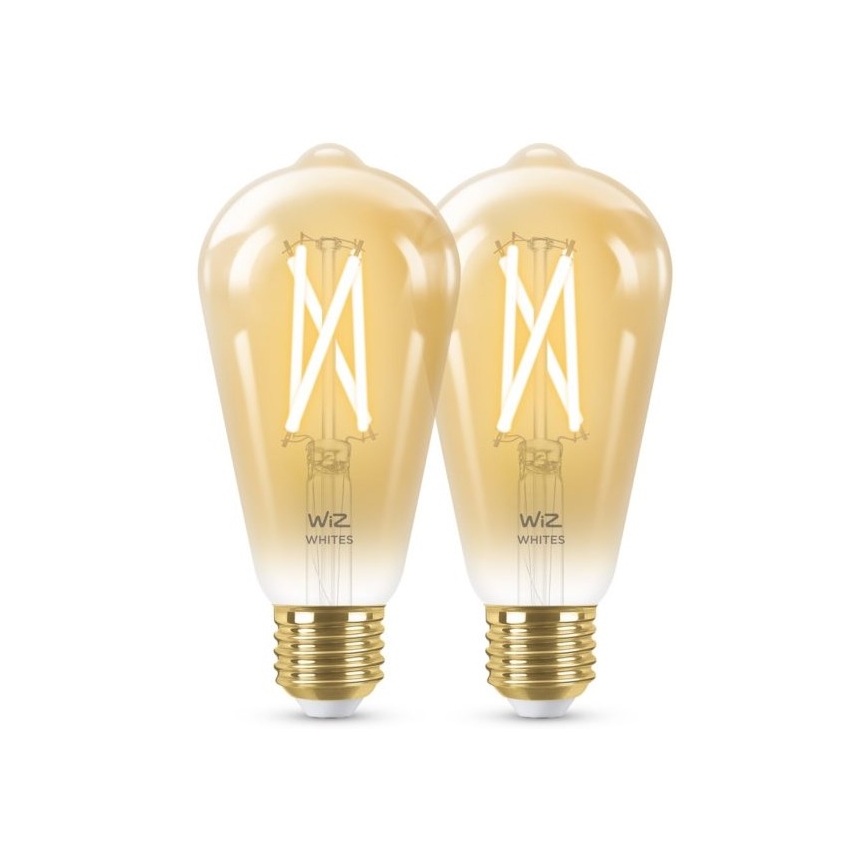 SET 2x LED Prigušiva žarulja VINTAGE FILAMENT ST64 E27/6,7W/230V 2000-5000K Wi-Fi - WiZ