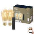 SET 2x LED prigušivača žarulje ST64 E27/7W/230V 2000-5000K CRI 90 Wi-Fi + daljinski upravljač - WiZ