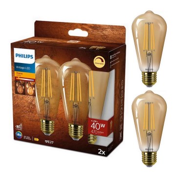 SET 2x LED prigušivačka žarulja VINTAGE Philips ST64 E27/4,2W/230V 2200K