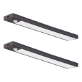 SET 2x LED punjivo osvjetljenje za namještaj sa senzorom pokreta i sumraka VIRO LED/1,2W/3,7V 800 mAh 3000/4000/6500K 30 cm crna