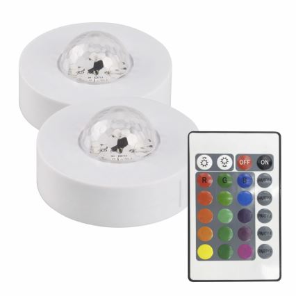 SET 2x LED RGB Prigušiva dekorativna svjetiljka FESTA 3xAAA/4,5V + daljinski upravljač