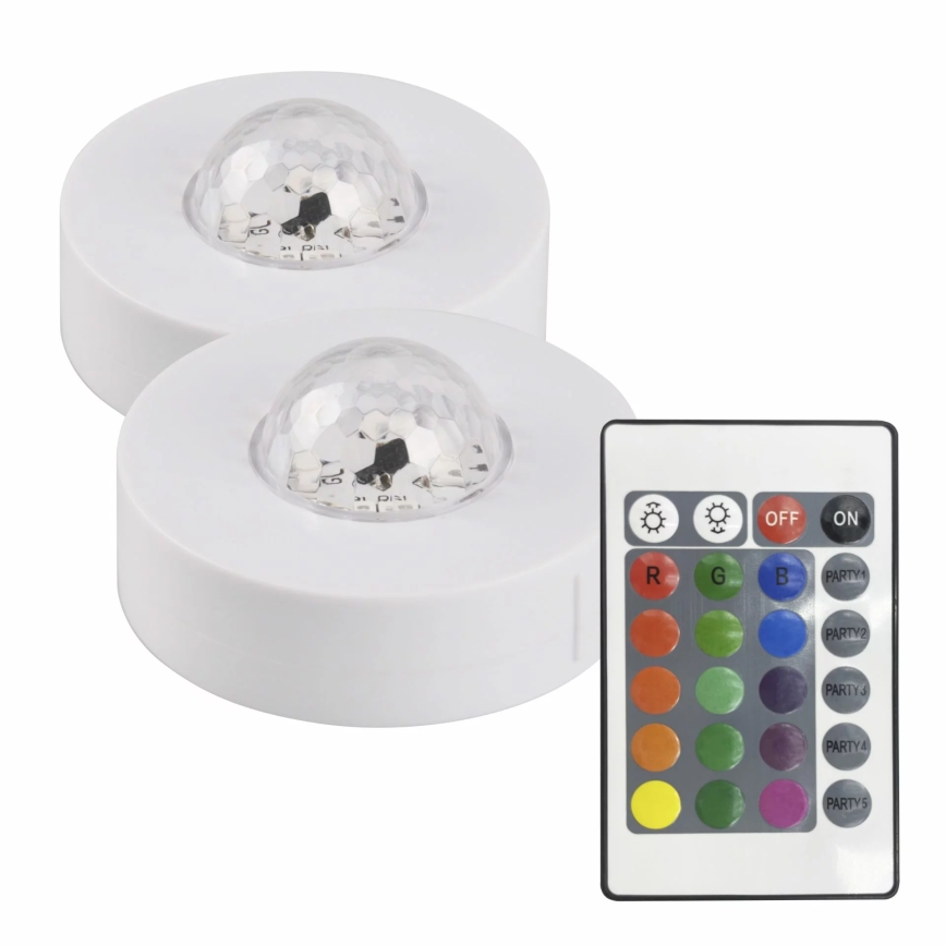 SET 2x LED RGB Dimabilna dekorativna svjetiljka FESTA 3xAAA/4,5V + daljinski upravljač
