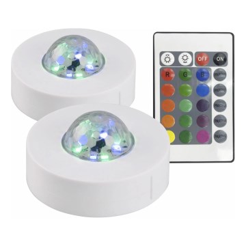 SET 2x LED RGB Prigušiva dekorativna svjetiljka FESTA 3xAAA/4,5V + daljinski upravljač