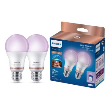 SET 2x LED RGB prigušiva žarulja Philips SMART A60 E27/8,5W/230V 2200-6500K