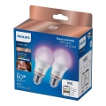 SET 2x LED RGB prigušivačka Philips A60 E27/8W/230V Wi-Fi