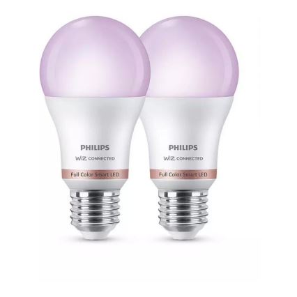 SET 2x LED RGB prigušivačka Philips A60 E27/8W/230V Wi-Fi