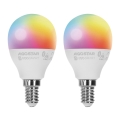 SET 2x LED RGBW Dimmabilna žarulja MESH Smart G45 E14/6,5W/230V 2700-6500K + daljinski upravljač - Aigostar