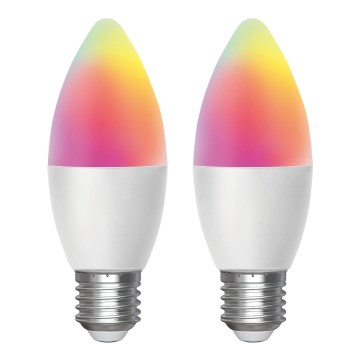 SET 2x LED RGBW Prigušiva žarulja MESH Smart C37 E27/6,5W/230V 2700-6500K + daljinski upravljač - Aigostar