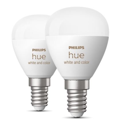 SET 2x LED RGBW Prigušiva žarulja Philips Hue White And Color Ambiance P45 E14/5,1W/230V 2000-6500K