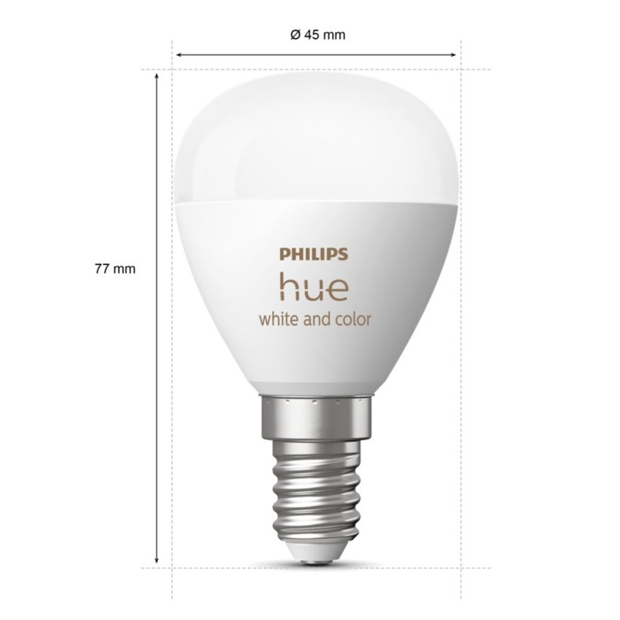 SET 2x LED RGBW Prigušiva žarulja Philips Hue White And Color Ambiance P45 E14/5,1W/230V 2000-6500K
