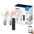 SET 2x LED RGBW prigušivača žarulja A60 E27/8,5W/230V 2200-6500K Wi-Fi + daljinski upravljač - WiZ