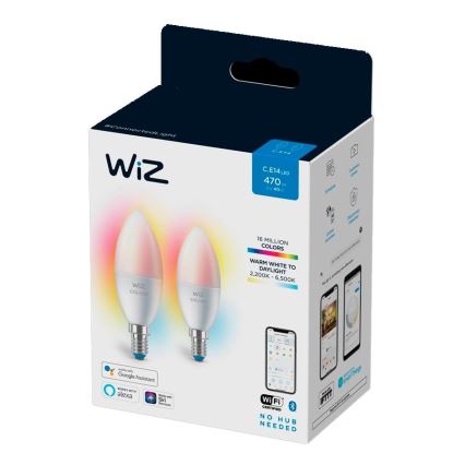 SET 2x LED RGBW prigušivačka žarulje C37 E14/4,9W/230V 2200-6500K Wi-Fi - WiZ