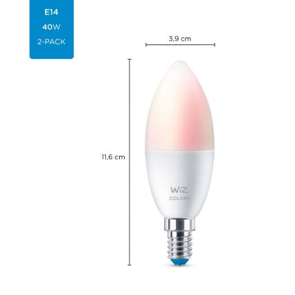 SET 2x LED RGBW prigušivačka žarulje C37 E14/4,9W/230V 2200-6500K Wi-Fi - WiZ