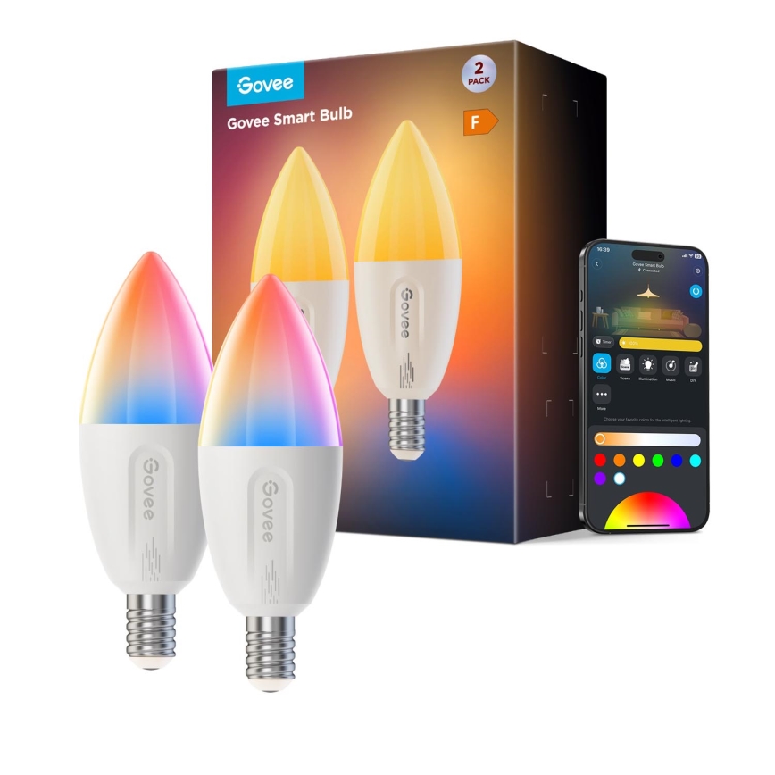 SET 2x LED RGBWW Prigušiva žarulja E14/5W/230V 2700-6500K Wi-Fi - Govee