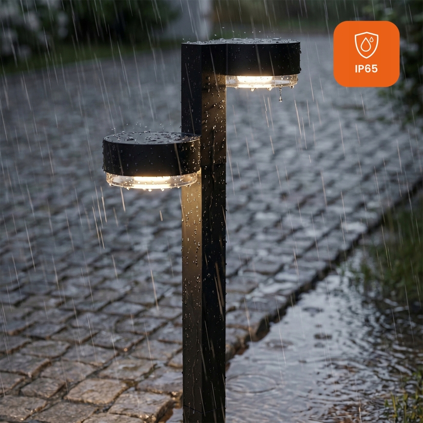 SET 2x LED solarna svjetiljka 2xLED/1W/3,7V 1200 mAh 55 cm IP65 crna