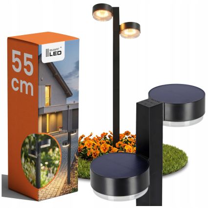SET 2x LED solarna svjetiljka 2xLED/1W/3,7V 1200 mAh 55 cm IP65 crna