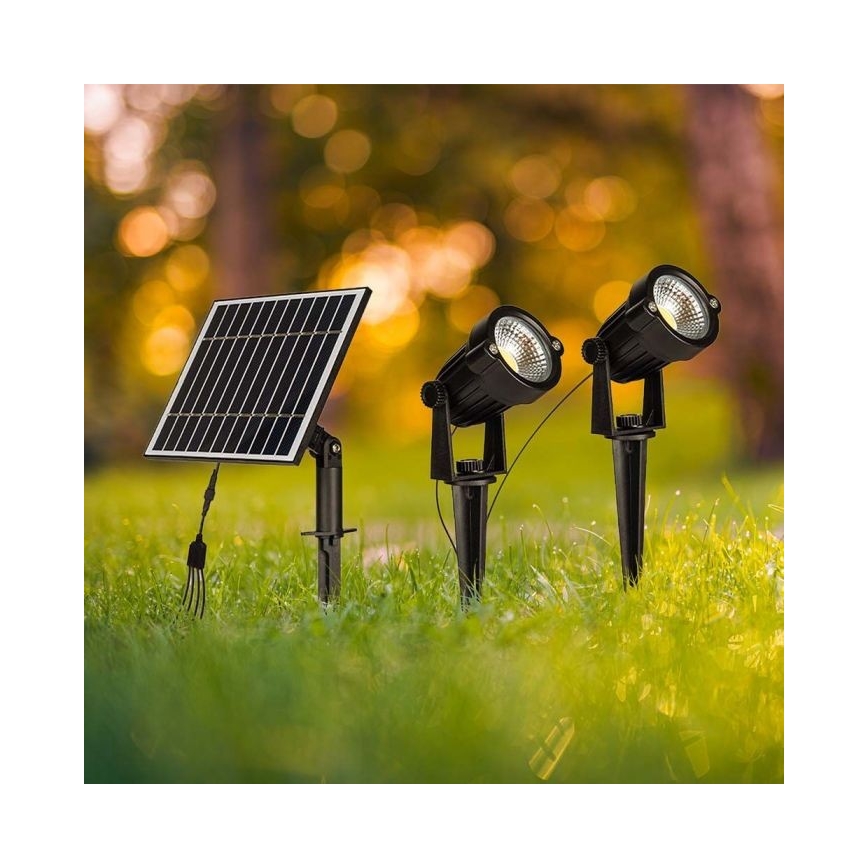SET 2x LED Vanjska solarna lampa 2xLED/1,2W/3,7V IP65 3000K