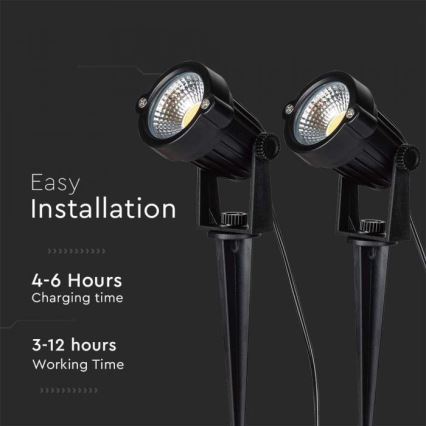 SET 2x LED Vanjska solarna lampa 2xLED/1,2W/3,7V IP65 3000K