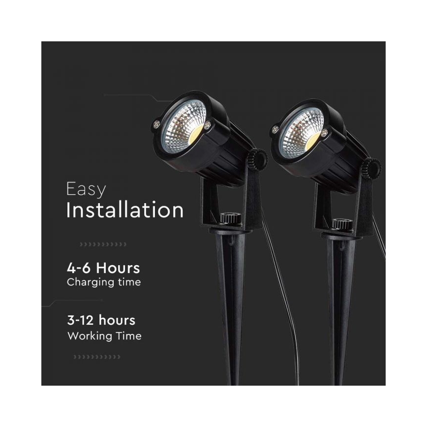 SET 2x LED Vanjska solarna lampa 2xLED/1,2W/3,7V IP65 3000K
