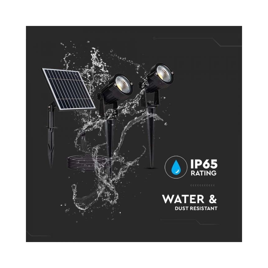 SET 2x LED Vanjska solarna lampa 2xLED/1,2W/3,7V IP65 3000K