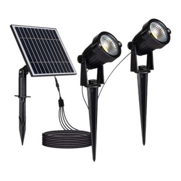 SET 2x LED vanjska solarna svjetiljka 2xLED/1,2W/3,7V IP65 3000K 4000 mAh