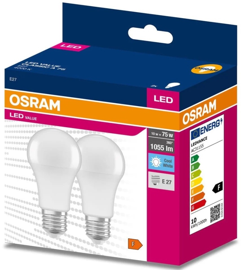 SET 2x LED Žarulja A60 E27/10W/230V 4000K - Osram