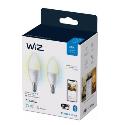 SET 2x LED prigušivačka žarulja C37 E14/4,9W/230V 2700-6500K CRI 90 Wi-Fi - WiZ