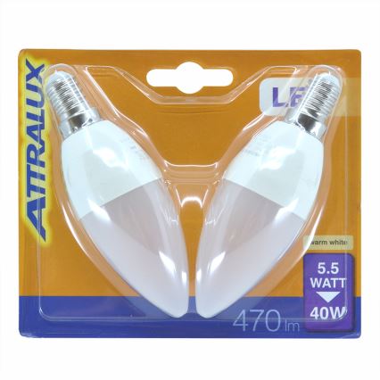 SET 2x LED žarulja E14/5,5W/230V 2700K - Attralux