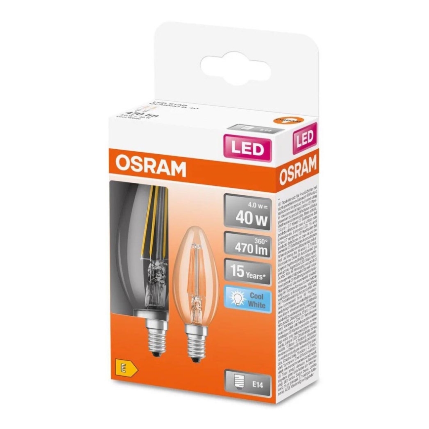 SET 2x LED Žarulja FILAMENT B35 E14/4W/230V 4000K - Osram